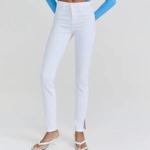 New L’Agence Josie High Rise Skinny Split Side Hem Jeans Blanc White